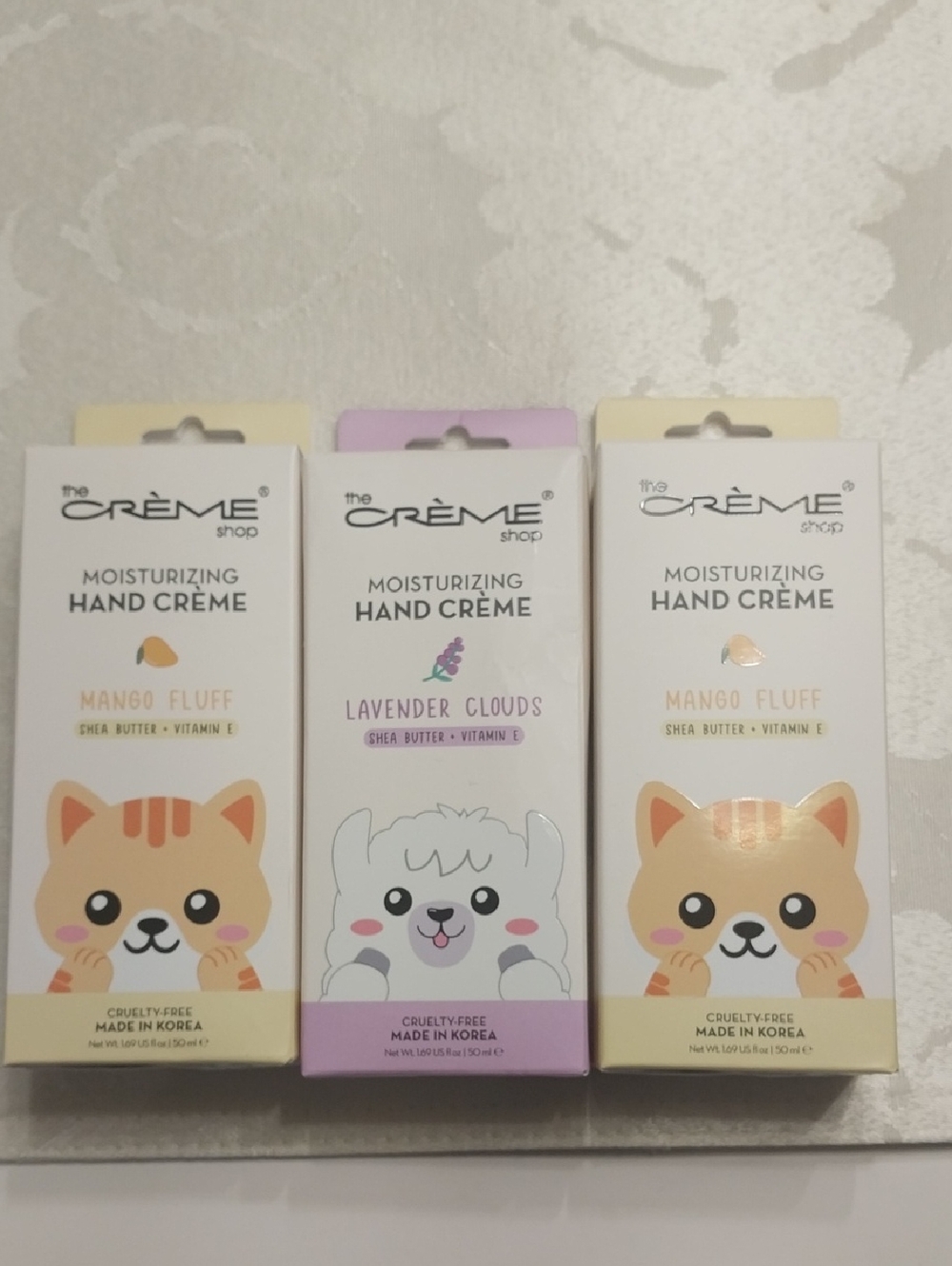 The Creme Shop‎ NWT Set of 3 Hand Cremes-Lavender Clouds + Mango Fluff K-Beauty